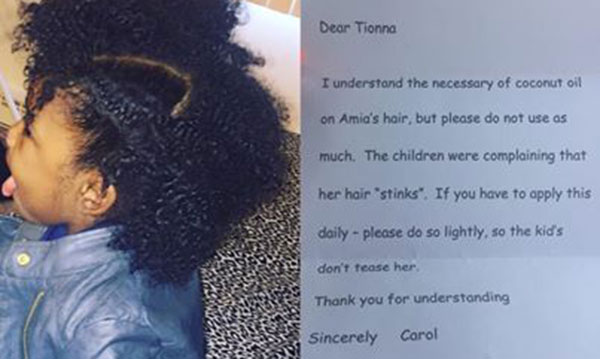 Wychowawca przedszkola przesyła do domu notatkę o zapachu olejku do włosów córki